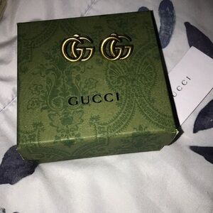 Authentic Gucci antique gold toned GG earrings